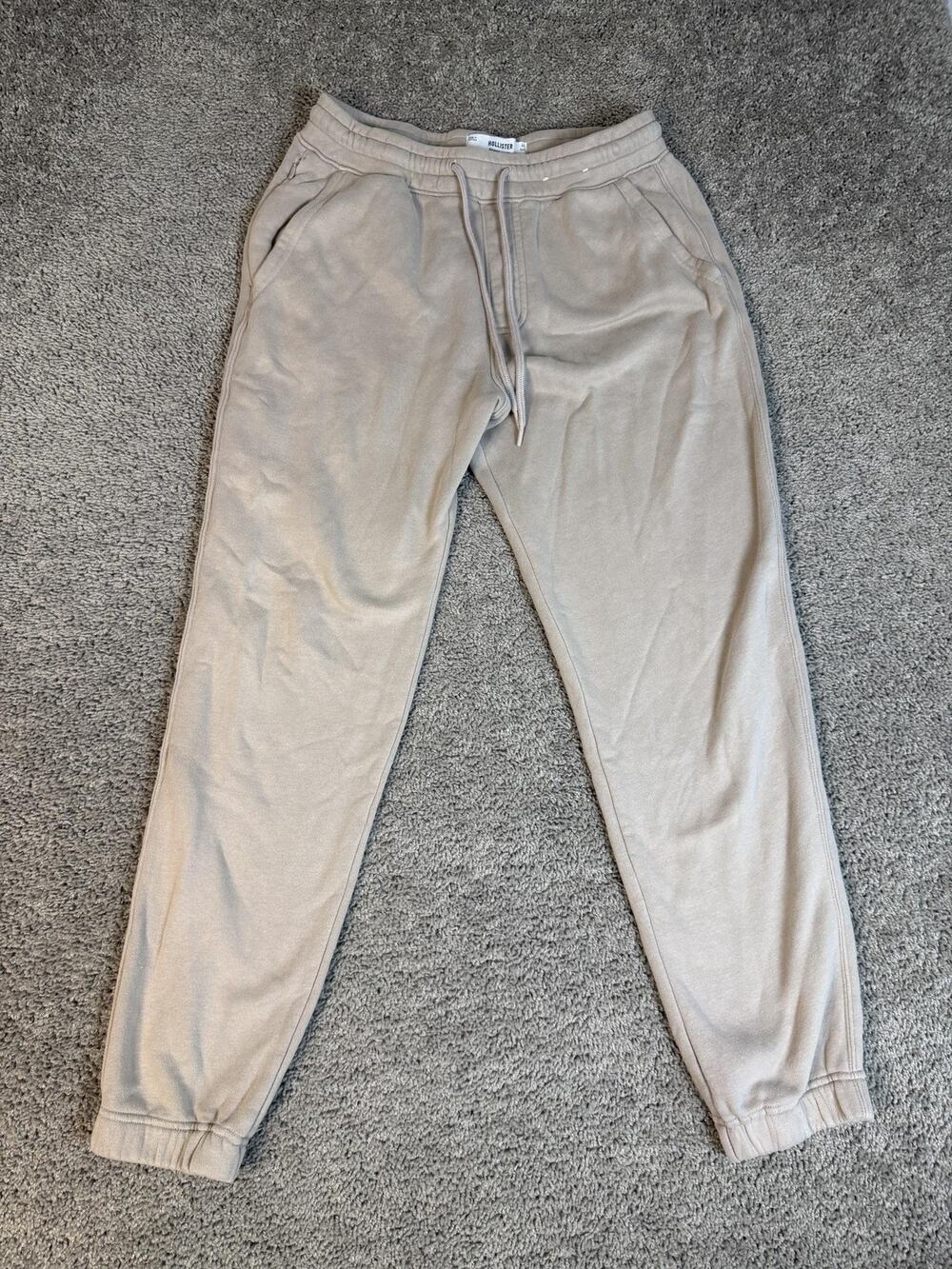 Hollister Pants Mens M Tall Beige Jogger Fleece Relaxed Jogger Elastic Waist